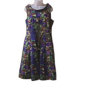 Lavia Colorful Abstract Fit n Flare Mini Dress Large